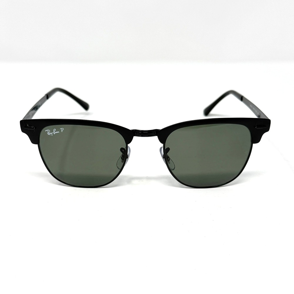 Ray-Ban RB3716 Clubmaster Metal 51mm Polarized Sunglasses Black Green 186/58